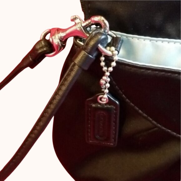 COACH AMANDA Black Satin Wristlet - Picture 5 of 14